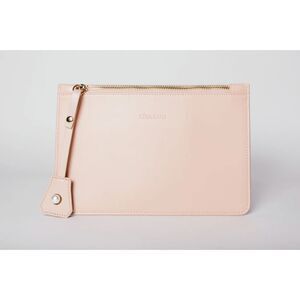 New Rena Iman Laura Clutch Leather Blush Pink Pearl Gemstone Keychain MSRP $125